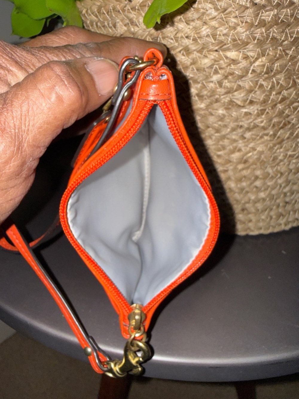 Coach Women's Orange Leather Wristlet Clutch - Picture 6 of 6
